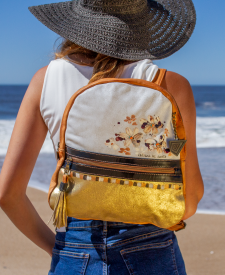 Triana Leather Backpack Gold